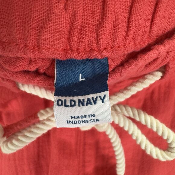 Old Navy Pants Womens Large Pink Gauzy Cotton Wide Leg Beachy Resort Summer Crop - Picture 10 of 15